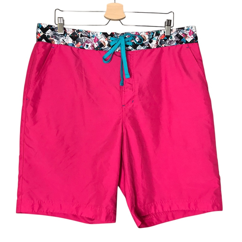 BNWT Robert Graham Pink Board Short Swim Trunks Beach Patterned Men's 38 Waist